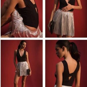 NWT Anthropologie Black and Silver Bodysuit